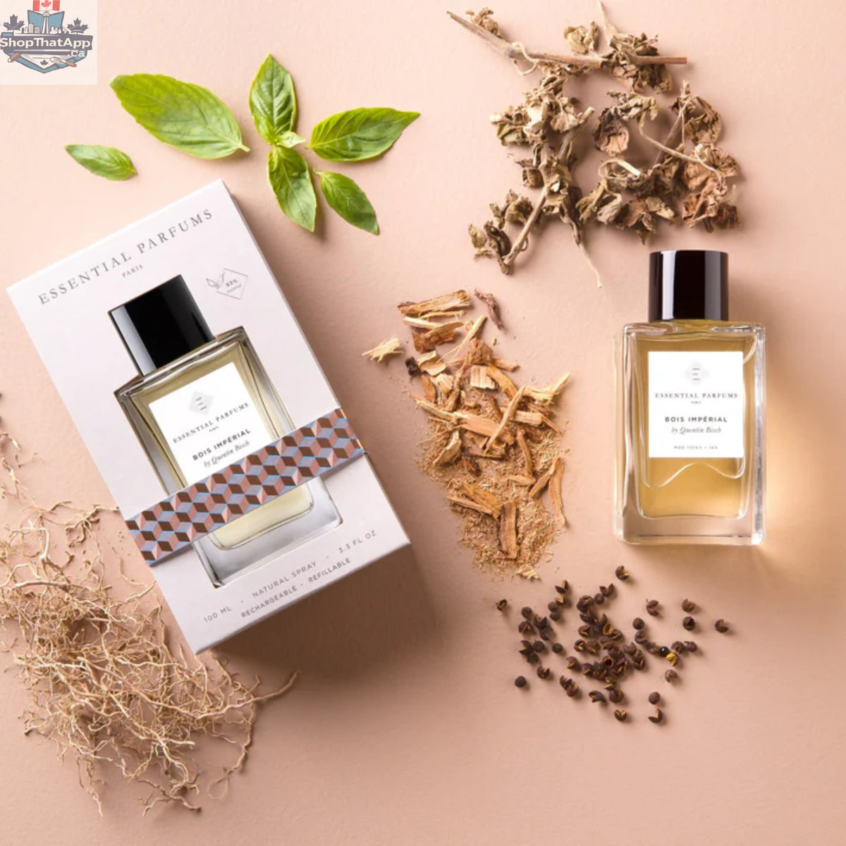 Essential Parfums Néroli Botanica Bois Imperial EDP perfume bottle, showcasing elegant packaging and floral citrus fragrance details.