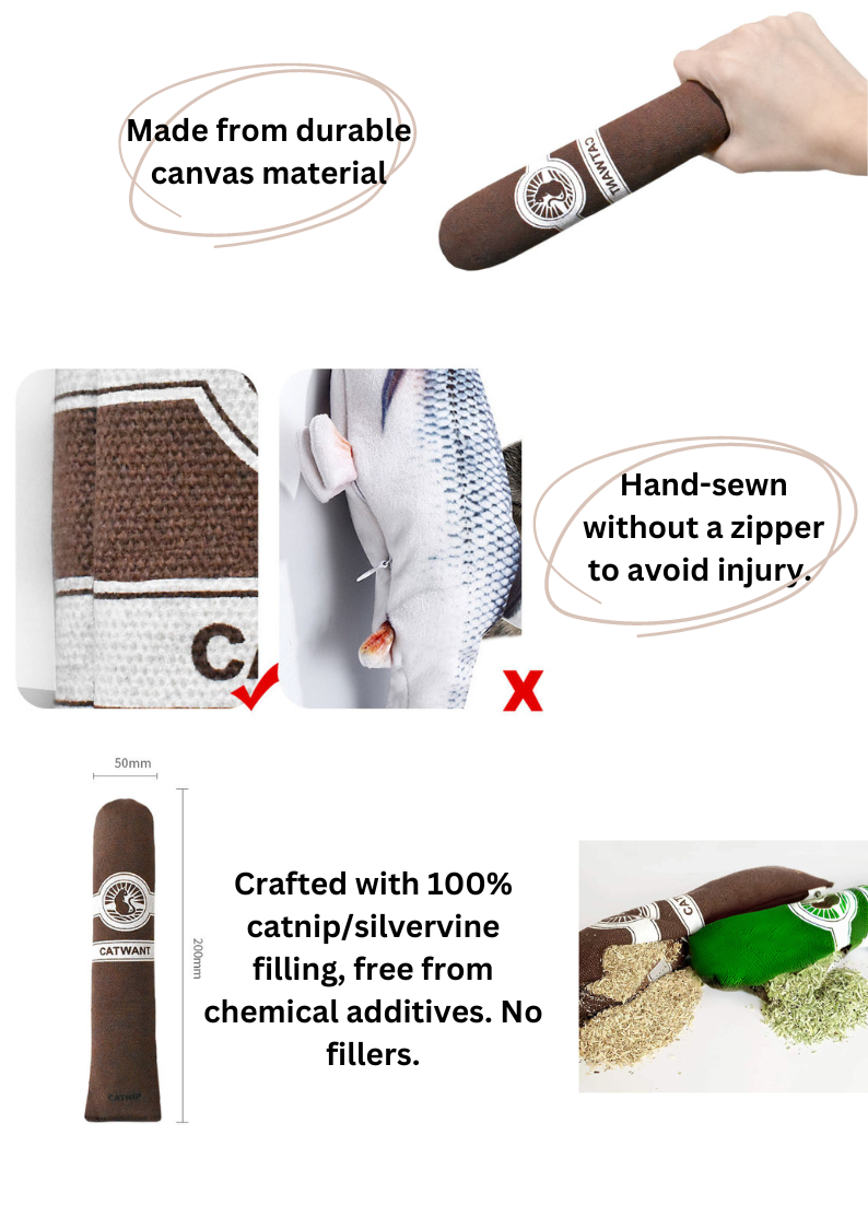 100% Catnip Filled Canvas Cigar for Cats - Interactive Playtime Delight - Shopthatapp.ca