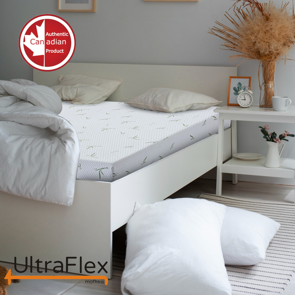 UltraFlex® SleepTight – Mattress and BoxSpring Set Canadian Made- Gel Memory Foam Mattress | CertiPUR-US® Certified, Cooling, Pressure Relief, Medium Firm, Fiberglass-Free, Bamboo Cover | Ideal for Bunk Beds, RVs & All Frames | Spinal Support - Shopthatapp.ca