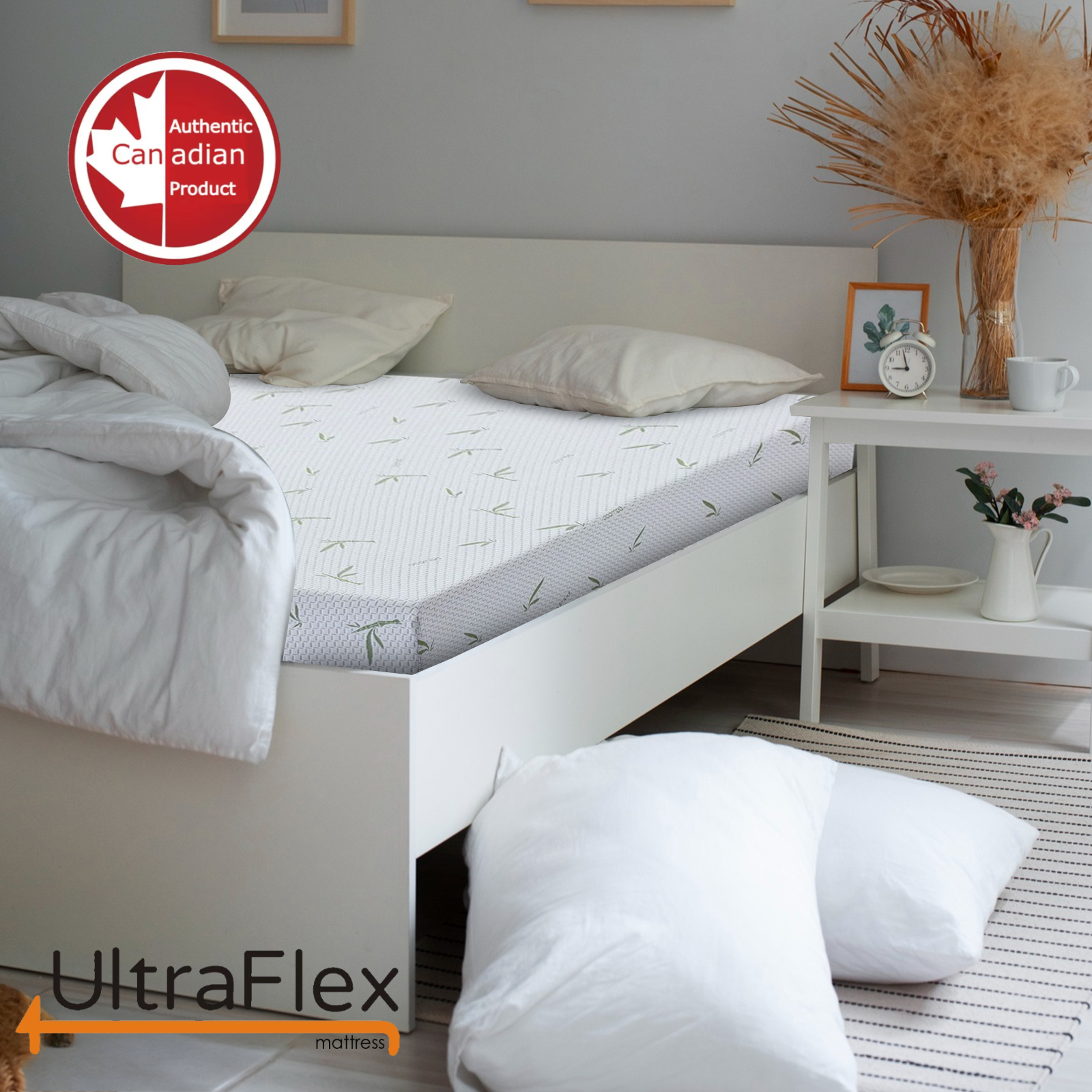 UltraFlex® SleepTight – Mattress and BoxSpring Set Canadian Made- Gel Memory Foam Mattress | CertiPUR-US® Certified, Cooling, Pressure Relief, Medium Firm, Fiberglass-Free, Bamboo Cover | Ideal for Bunk Beds, RVs & All Frames | Spinal Support - Shopthatapp.ca