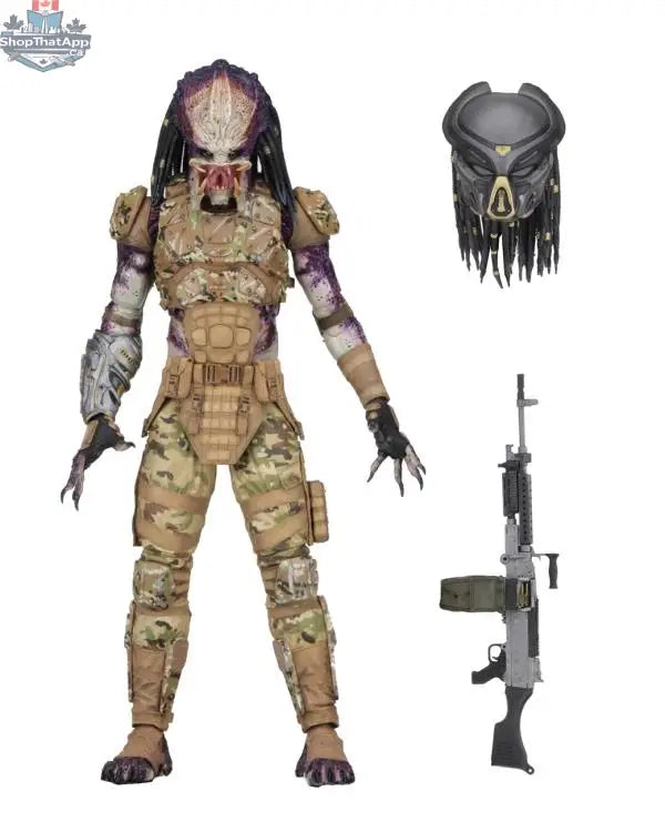 Toy Snowman Predator Ultimate Emissary action figure from The Predator collectible series, detailed with armor and weapon accessories.