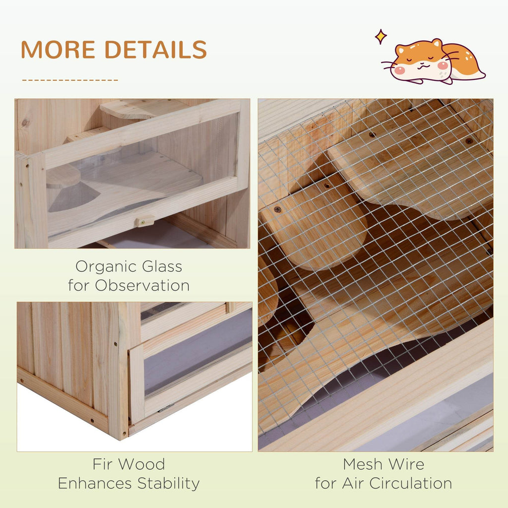 2- Tier Wooden Crafted Hamster Rodent Habitat Cage