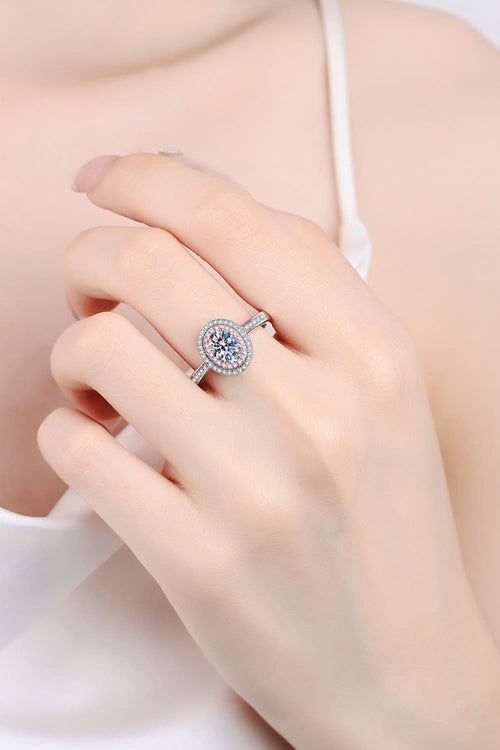 Bague Halo Moissanite 1 Carat en Argent Sterling 925 avec Zircon en Accent - Shopthatapp.ca