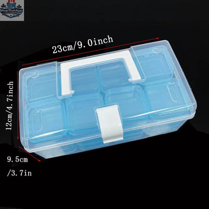 Large 32-grid plastic storage box by EX-STOCK Canada, portable organizer with multiple compartments for efficient item storage.