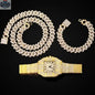 Elevate Your Style with Our Gold Cuban Link Jewelry Set - 14MM Bracelet, Chain & Watch - Shopthatapp.ca