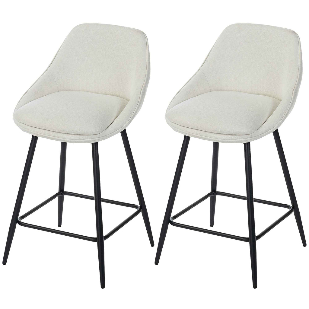 Reece 26" Counter Height Stools with Swivel and Backrest-Set of 2-Cream White
