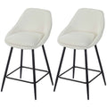 Reece 26" Counter Height Stools with Swivel and Backrest-Set of 2-Cream White