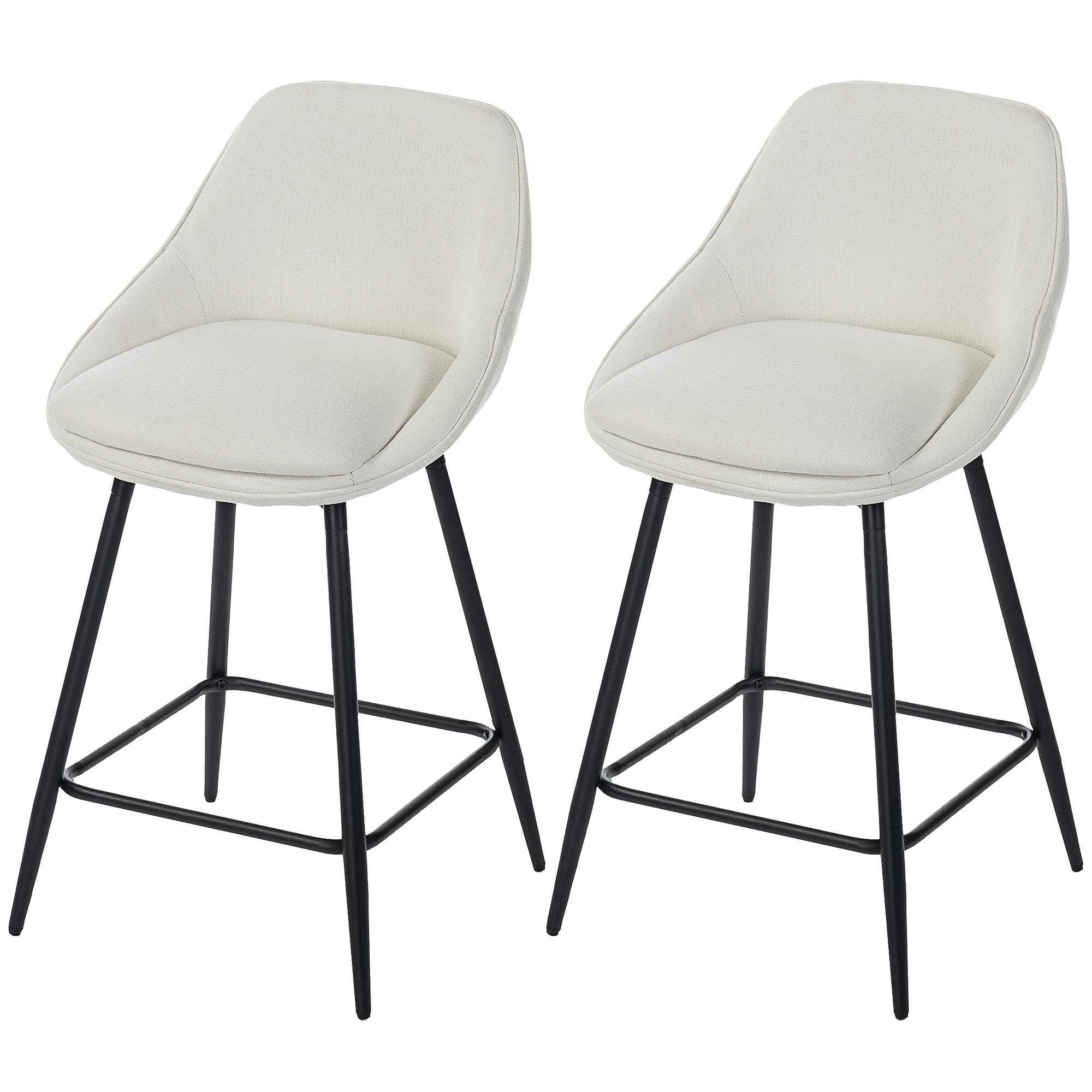 Reece 26" Counter Height Stools with Swivel and Backrest-Set of 2-Cream White