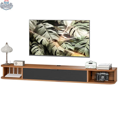 Lennox 55" Floating TV Stand for TVs up to 65" with Flip Drawer-Walnut - Shopthatapp.ca