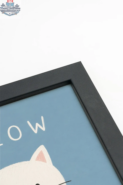MEOW Toile Rigide Encadrée Noir - Oeuvre Artistique Collective en Toile Rigide MEOW Encadrée - Shopthatapp.ca