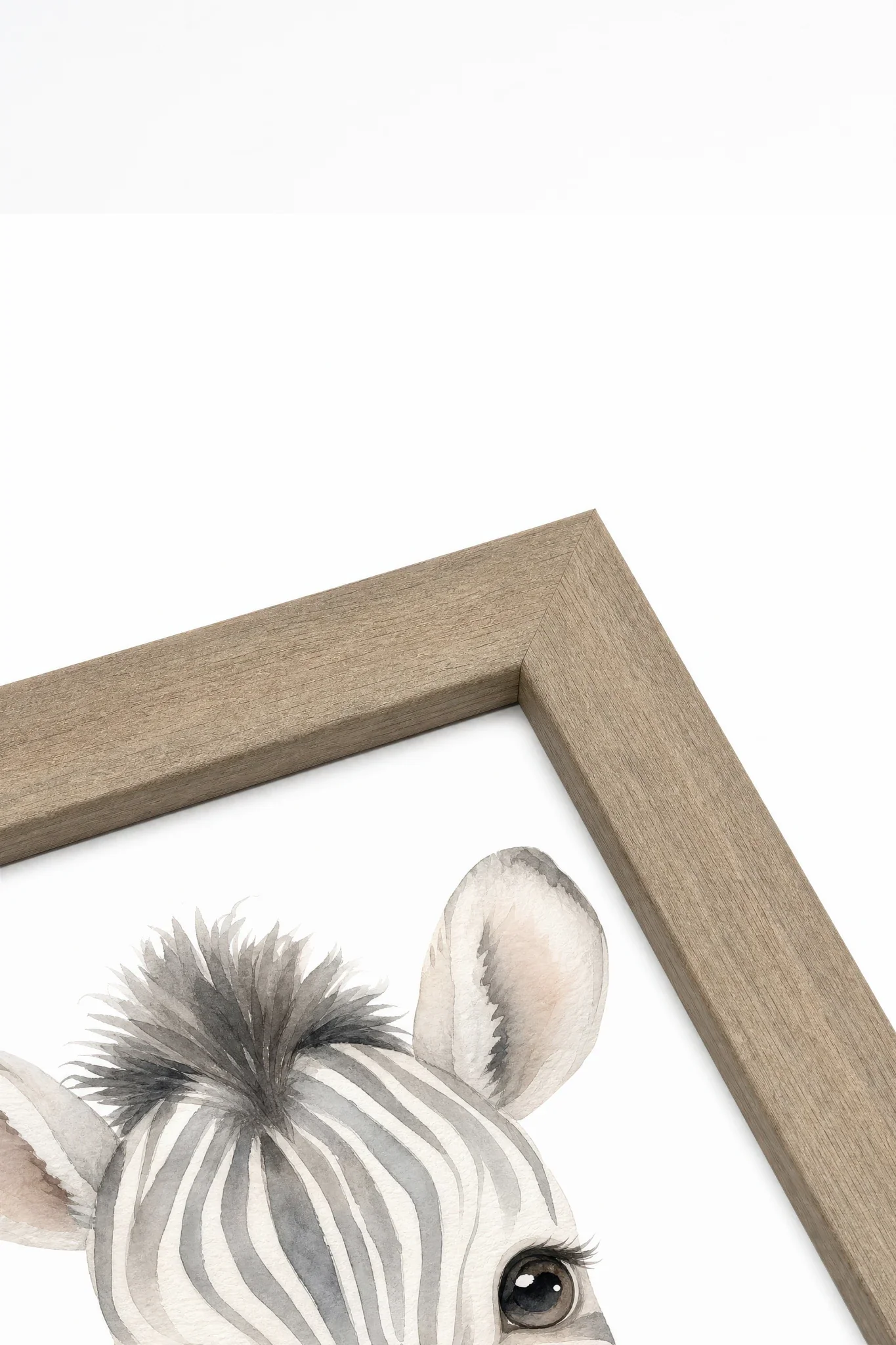 Tableau Mural Décoratif Zèbre - Petit Zèbre sur Toile Rigide avec Cadre Brun Chêne pour un Intérieur Élégant - Shopthatapp.ca