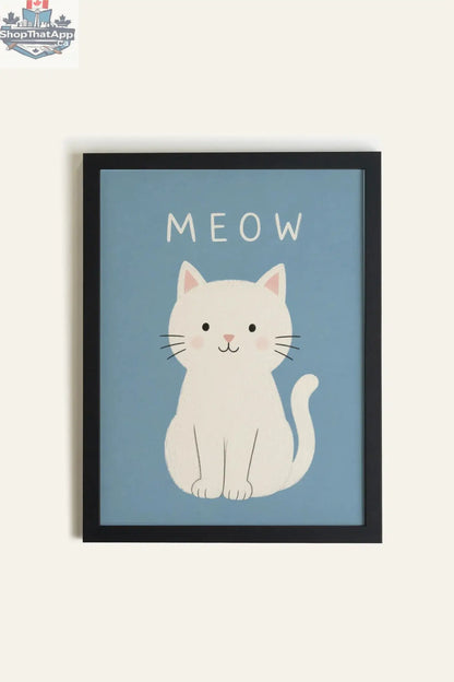 MEOW Toile Rigide Encadrée Noir - Oeuvre Artistique Collective en Toile Rigide MEOW Encadrée - Shopthatapp.ca