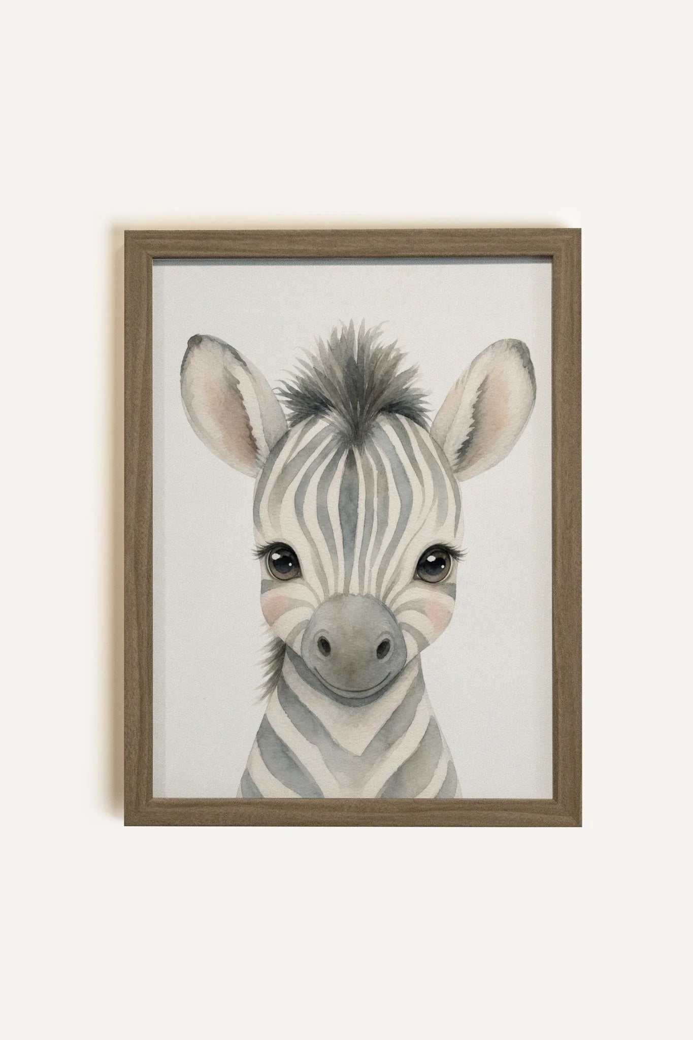 Tableau Mural Décoratif Zèbre - Petit Zèbre sur Toile Rigide avec Cadre Brun Chêne pour un Intérieur Élégant - Shopthatapp.ca