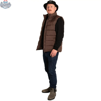 Northern Sun Revelstoke Recycled Men’s vest, lightweight and eco-friendly, shown in a natural outdoor setting.