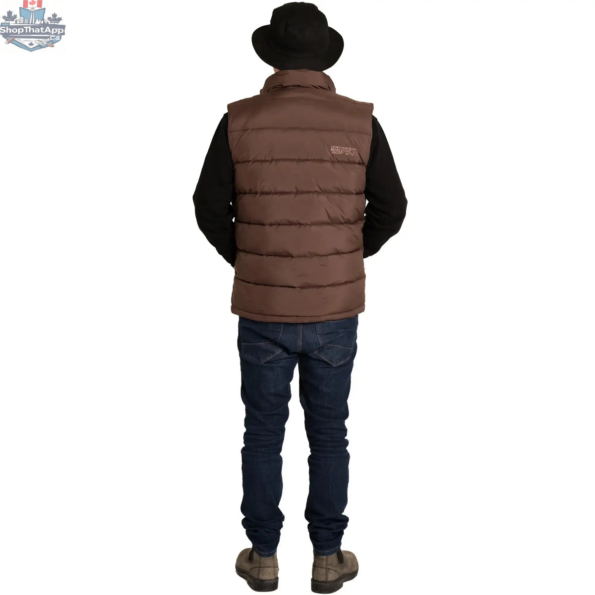 Northern Sun Revelstoke Recycled Vest for Men, eco-friendly outdoor vest in green with quilted design and front pockets.