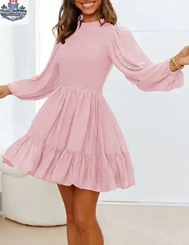 ADEWEL women's long sleeve mock neck ruffle mini dress with stylish ruffle details and a flattering silhouette.