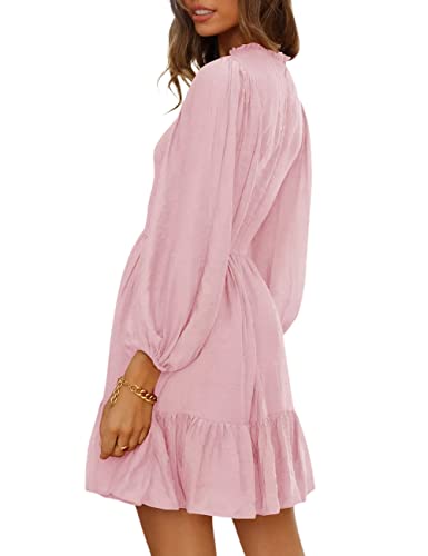 ADEWEL Women's Ruffle Mini Dress - Long Sleeve Mock Neck with Stylish Ruffles - Shopthatapp.ca