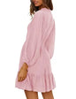 ADEWEL Women's long sleeve mock neck ruffle mini dress with stylish ruffles and a flattering fit, perfect for trendy occasions.