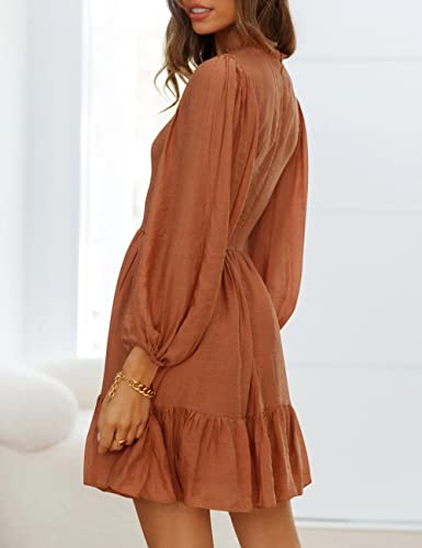 ADEWEL Women's Ruffle Mini Dress - Long Sleeve Mock Neck with Stylish Ruffles - Shopthatapp.ca