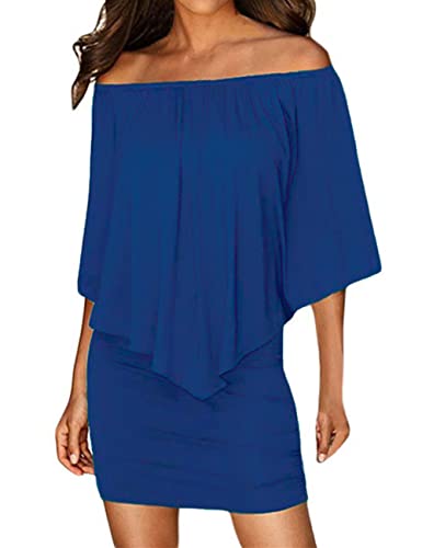 ADEWEL Women's Off Shoulder Cocktail Dress - Sexy Layered Mini Party Dress - Shopthatapp.ca