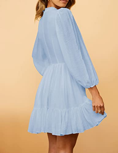 ADEWEL Women's Ruffle Mini Dress - Long Sleeve Mock Neck with Stylish Ruffles - Shopthatapp.ca