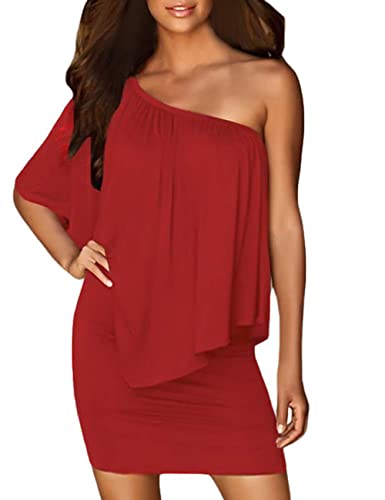 ADEWEL Women's Off Shoulder Cocktail Dress - Sexy Layered Mini Party Dress - Shopthatapp.ca