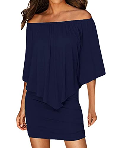 ADEWEL Women's Off Shoulder Cocktail Dress - Sexy Layered Mini Party Dress - Shopthatapp.ca