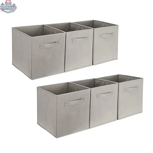 Six foldable storage bins in a 6-pack, versatile organizer cube boxes for home or office organization, compact and foldable design
