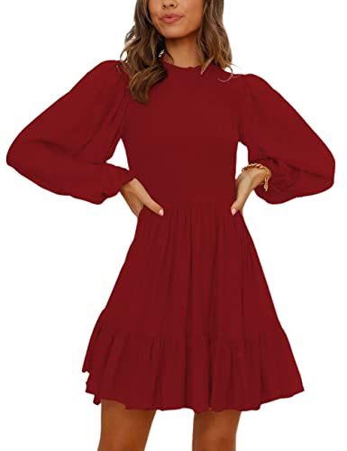 ADEWEL Women's Ruffle Mini Dress - Long Sleeve Mock Neck with Stylish Ruffles - Shopthatapp.ca