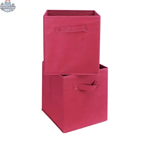 Six foldable storage bins organizer cubes in neutral colors, ideal for closet or shelf organization, from 6-Pack Foldable Storage Bins set.