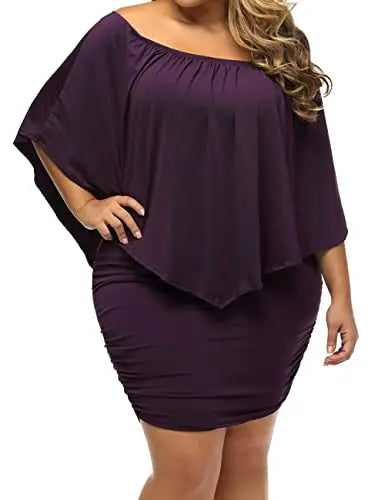 Elegant ADEWEL women's off-shoulder cocktail dress with layered design, perfect for parties and special occasions.