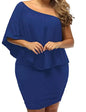 Elegant ADEWEL women's off-shoulder cocktail dress with layered mini design, perfect for parties and evening events.