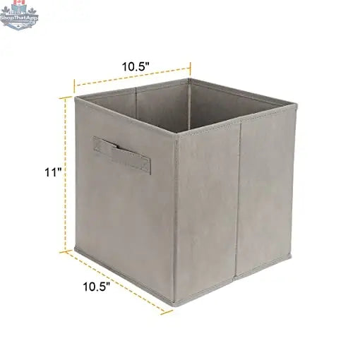 Six foldable storage bins organizer cubes in neutral colors, ideal for closet, shelf, or drawer organization.