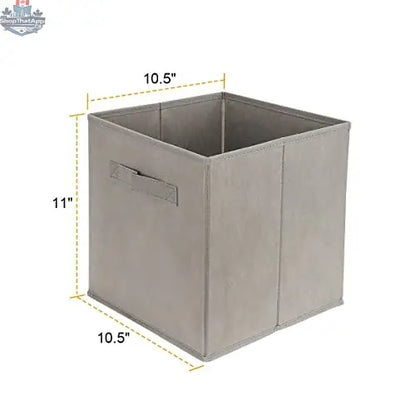 Six foldable storage bins organizer cubes in neutral colors, ideal for closet, shelf, or drawer organization.