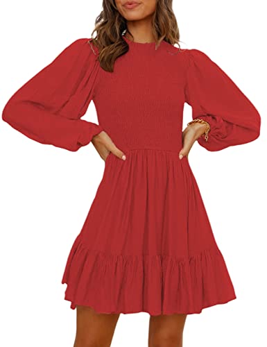 ADEWEL Women's Ruffle Mini Dress - Long Sleeve Mock Neck with Stylish Ruffles - Shopthatapp.ca