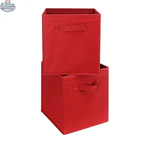 Six foldable storage bins in a 6-pack, beige fabric organizer cube boxes for closet or shelf organization.