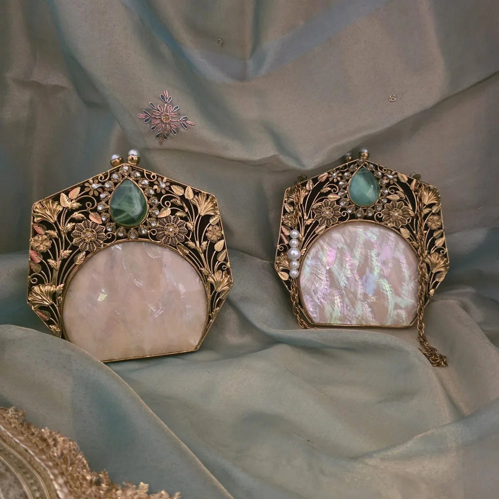 Noorah – Luxury Handcrafted Clutch with Radiant Mother of Pearl Detail