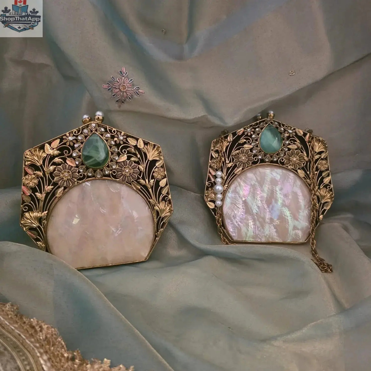Noorah – Luxury Handcrafted Clutch with Radiant Mother of Pearl Detail - Shopthatapp.ca