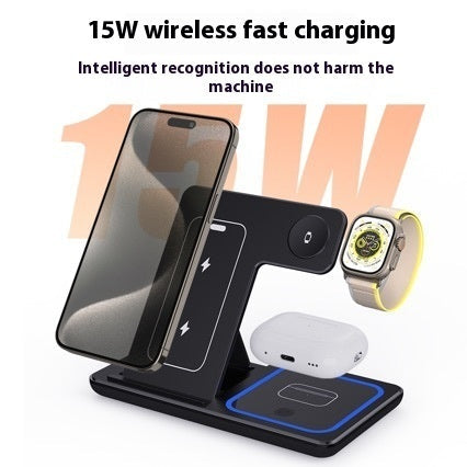 15W Wireless Charger Stand - 3 In 1 Fast LED Charging Station - Shopthatapp.ca