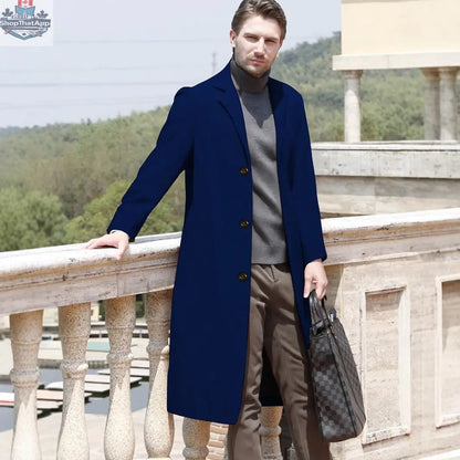 Men's Casual Extended Above The Knee Woolen Trench Coat - Shopthatapp.ca