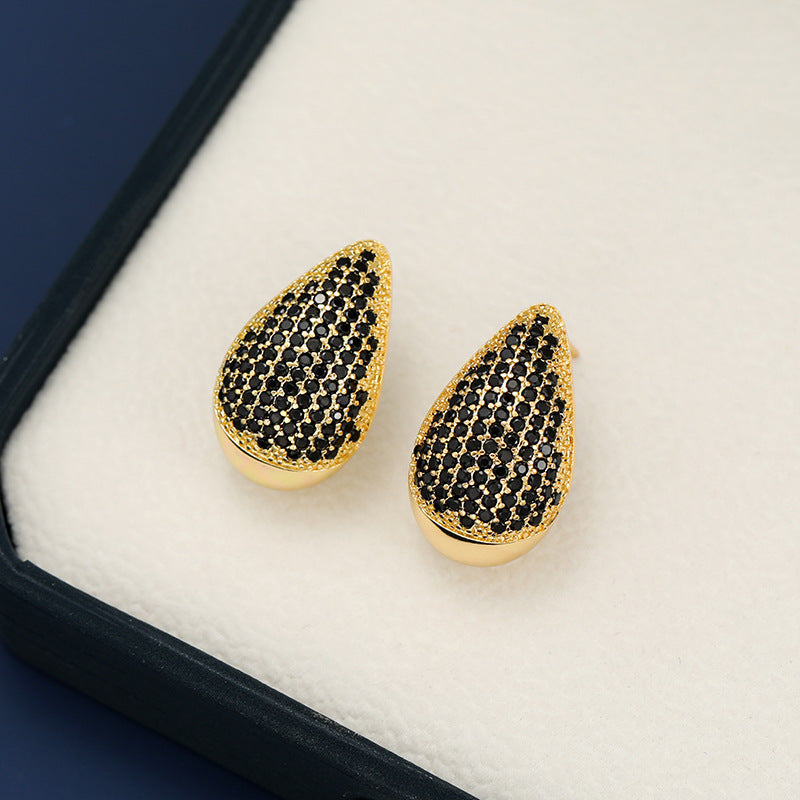 18K Gold-Plated Teardrop Earrings with Zircon Accents - Shopthatapp.ca