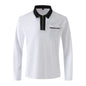 Men's 2024 Autumn Zipper Polo Shirt with long sleeves, stylish fashion from Like2b-uy featuring a modern zipper design.
