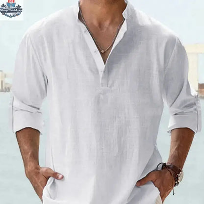 New Men's Casual Blouse Cotton Linen Shirt Loose Tops Long Sleeve Tee Shirt Spring Autumn Casual Handsome Men's Shirts - Shopthatapp.ca