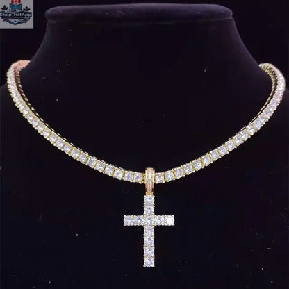 Elevate Your Style with Our Gold Cross Tennis Chain - Shopthatapp.ca