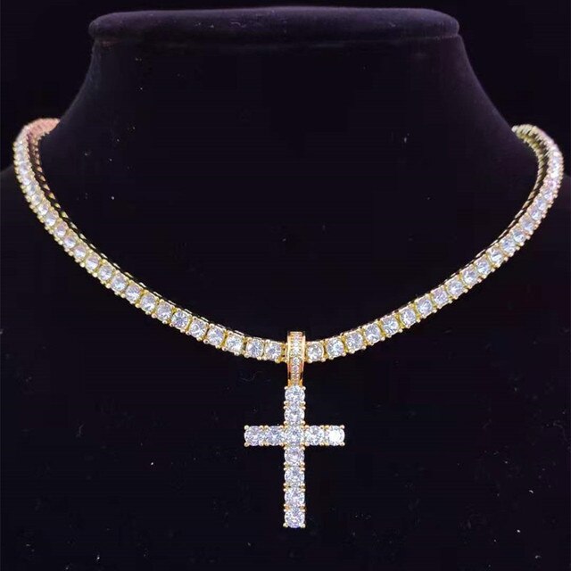 Elevate Your Style with Our Gold Cross Tennis Chain