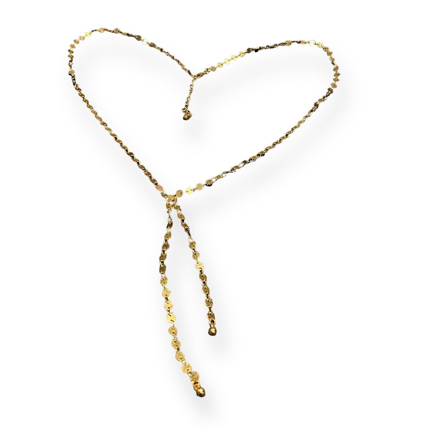 Disc Chain Necklace Gold with Double Drop in Gold Plate - Shopthatapp.ca