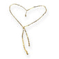 Gold plated disc chain necklace with double drop pendant by Suzie Blue Canada, featuring a delicate and stylish design.