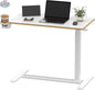 SANODESK Mobile Standing Desk with Hidden WheelsPneumatic Laptop Desk Rolling Computer Cart Movable Height Adjustable Small Sit Stand Desk for Home Office(31.5" W x 17.7" D White+Maple Band) - Shopthatapp.ca