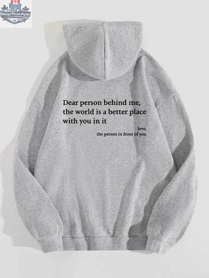 Women's Plush Letter Printed Kangaroo Pocket Hoodie | Cozy Pullover - Shopthatapp.ca