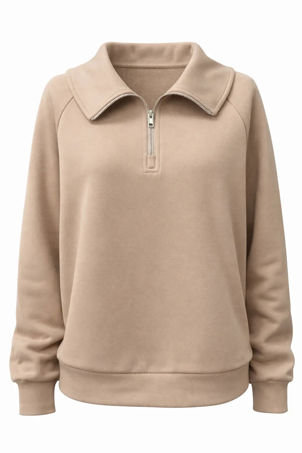 Maeve Luxeflow Relaxed Zip Top in Mocha Mousse - Comfortable 3/4 Sleeve Style - Shopthatapp.ca